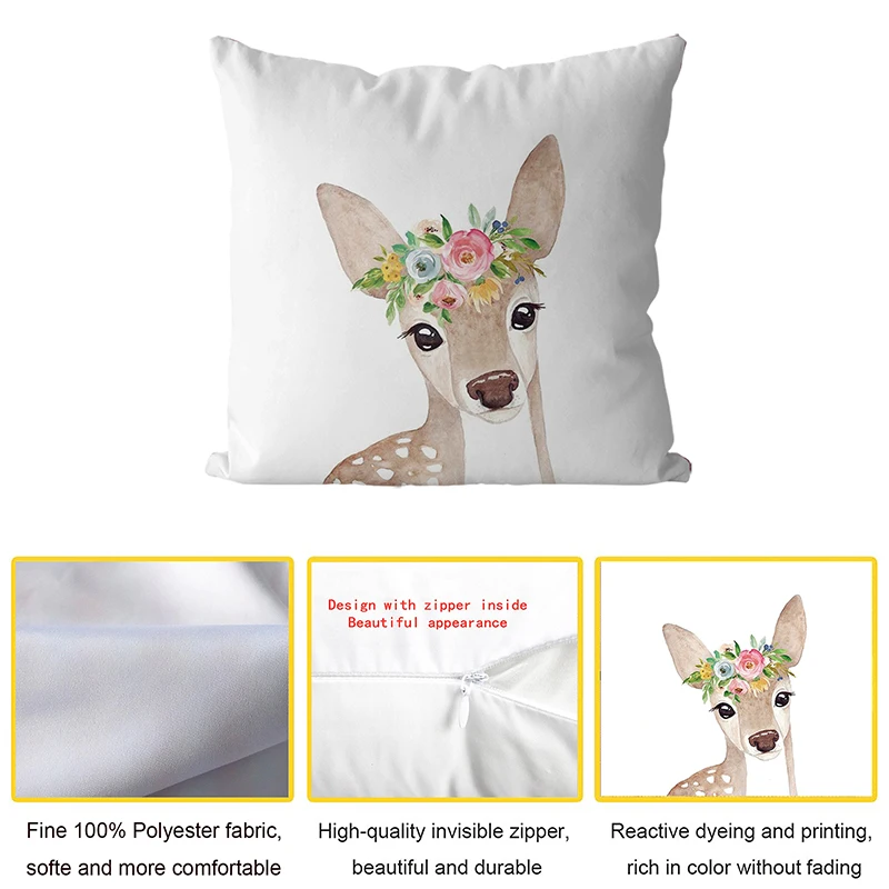 

Spring Animals Sofa Decorative Cushion Cover Pillow Adorn Pillowcase Polyester 45*45 Throw Pillow Home Decor Pillowcover