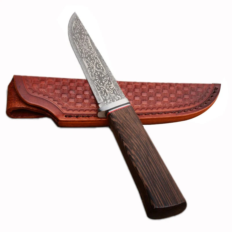 Mengoing тактильная Охота выживания Дамаск VG10 нержавеющая сталь Фиксированное