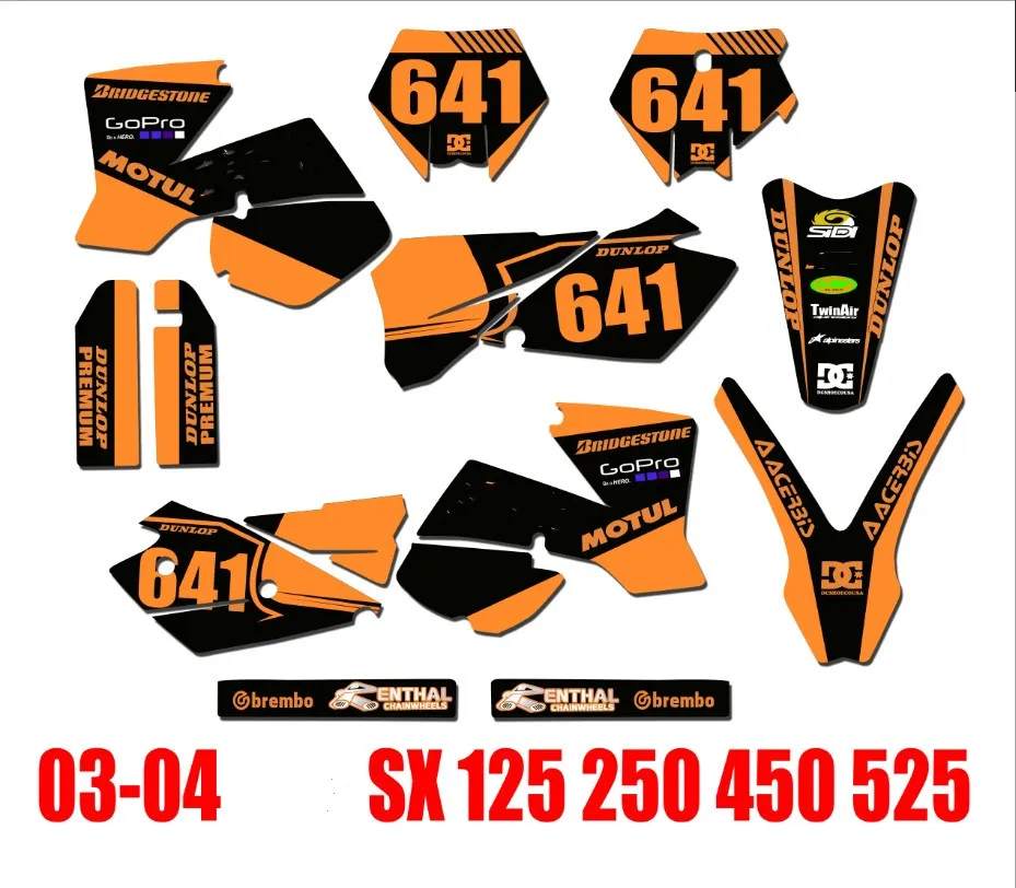 Бесплатные Индивидуальные цифры имена SX 2004 2003 графические фоны для KTM 125 200 250 300 350