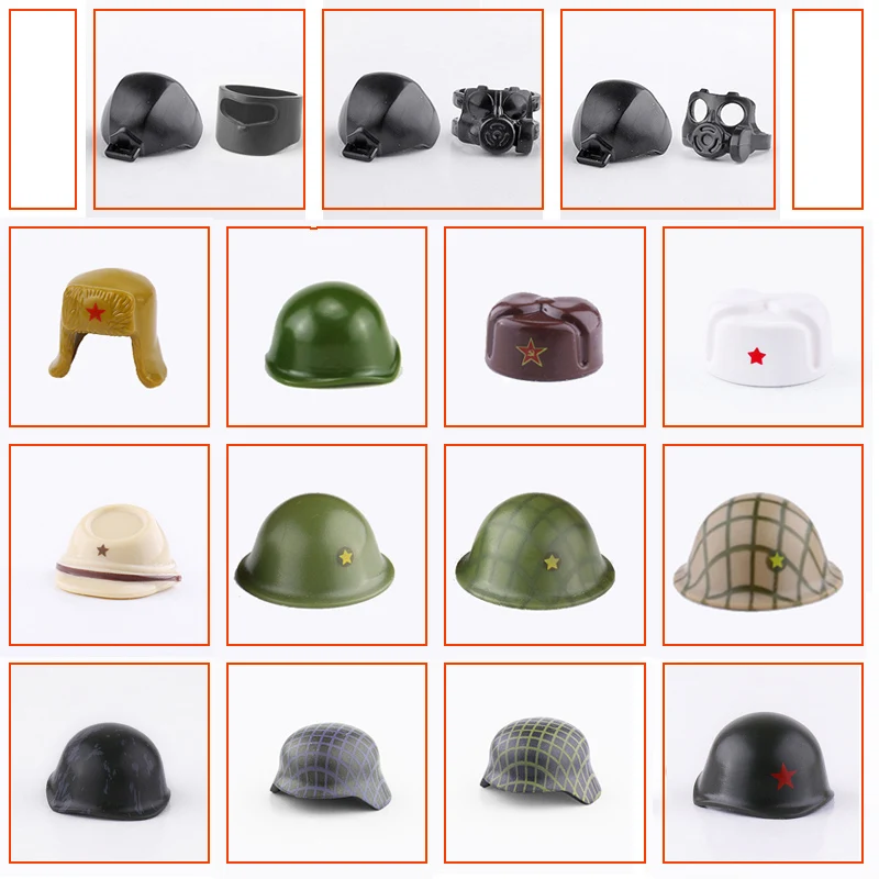 

5Pcs/Lot MOC Military Soldier M35 Helmet model Building Blocks DIY Soldier Figure Soviet Red Star 40 Helmet accessory Brick toys