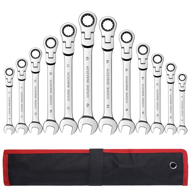 

Keys Set Multitool Flex-Head Ratcheting Wrench Set,8-19mm Universal Ratchet Spanners Combination Wrench Set Car Repair Tools