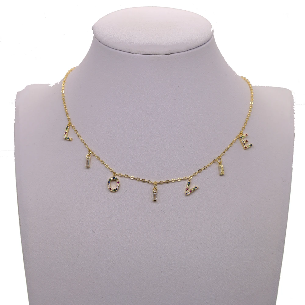 2021 обещанное Радужное ожерелье Любовь микро паве Красочные Стразы с фианитом