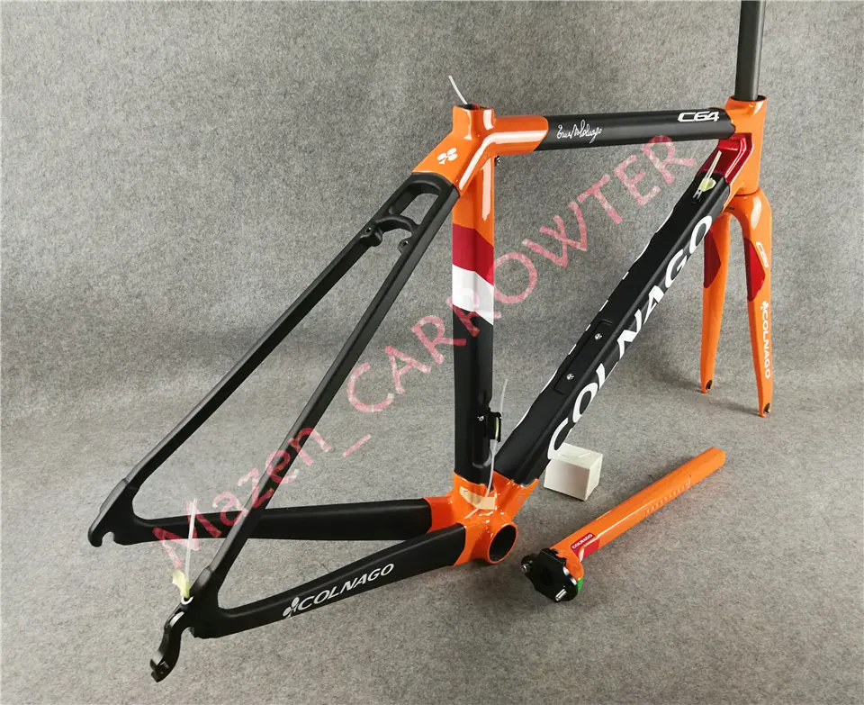 Оранжевый черный T1100 UD матовый-глянцевая Colnago C64 дороги углерода рамы велосипеда комплект с 48/50/52/54/56 см 12 видов цветов для выбора