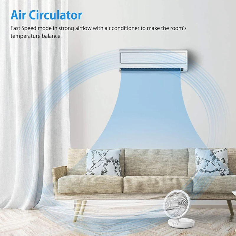 

USB Desk Fan Rechargeable Portable Oscillating Table Fan, Personal Fan Foldable Desktop Fans Cooling for Home Bedroom