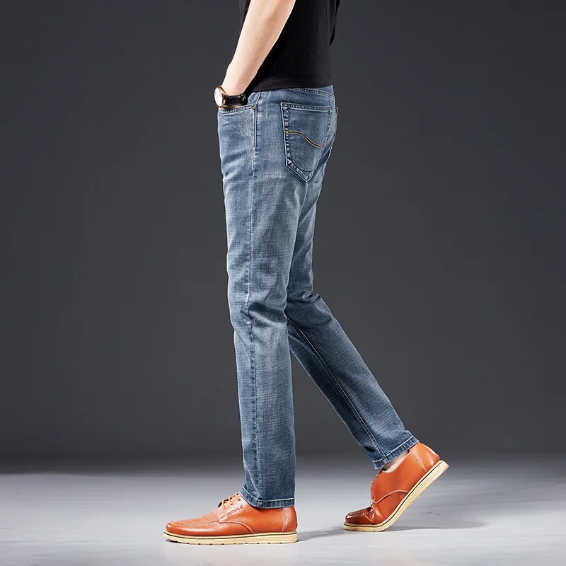 

Young men's slim straight denim jeans 2020 autumn brand clothing high-quality cotton stretch comfortable fashion classic jeans