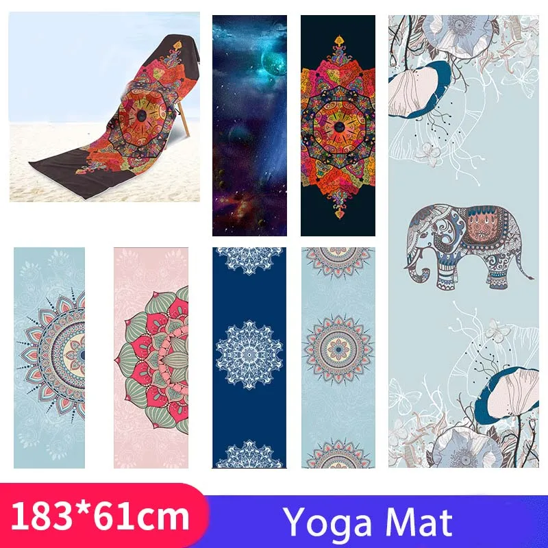

Hot Yoga Mat Towel 185*61cm Printed Yoga Towel Non slip Fitness Workout Mat Cover For Pilates Gym Yoga Blankets