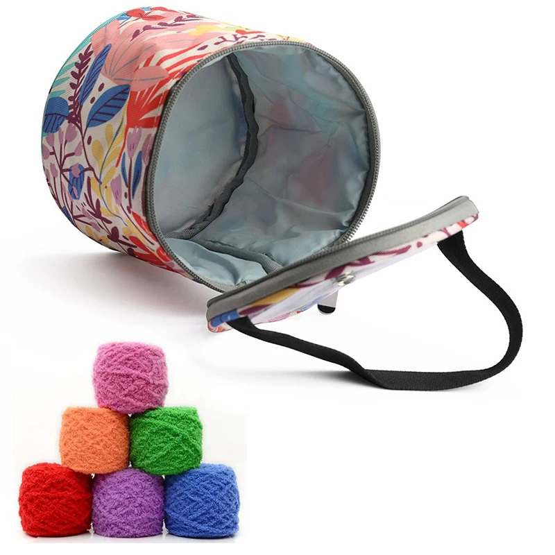 

Модная сумка для хранения пряжи, круглые вязаные шерстяные сумки синего цвета, дорожная сумка для хранения, аксессуары для швейных инструме...