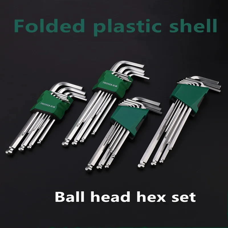 Полированный хромированный шестигранный набор инструментов с 9 шариковыми