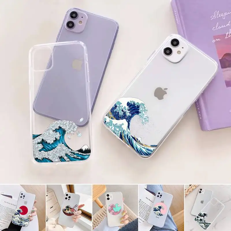 

The Big Wave of kanagawa Phone Case For iphone 12 11 mini x xs xr pro max 8 7 6s 6 5 5s 5c se plus Transparent soft