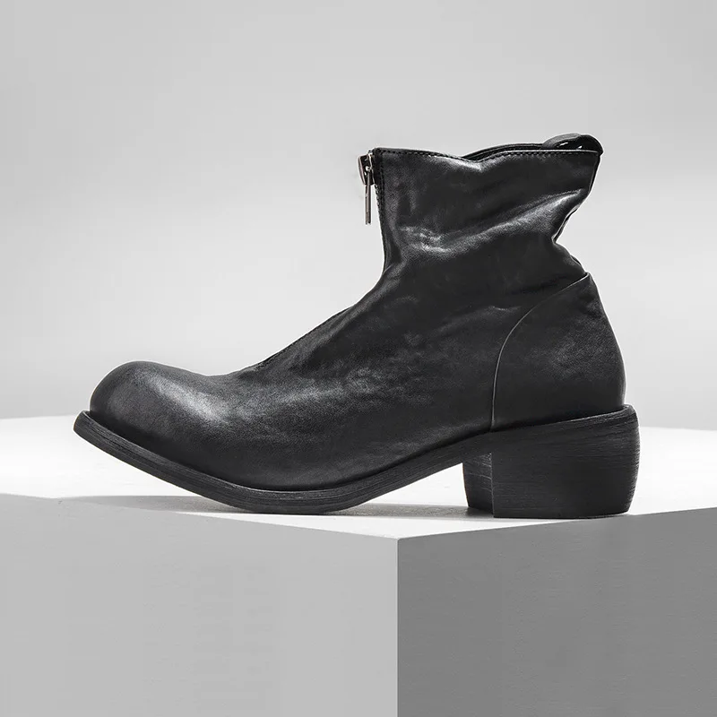 Винтажные ботинки из натуральной кожи на молнии мужские для верховой езды с