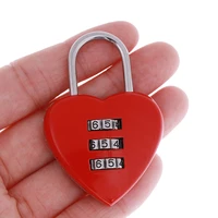 1pcs luggage lock mini cute heart shape 3 digit luggage suitcase padlock red heart shaped coded lock