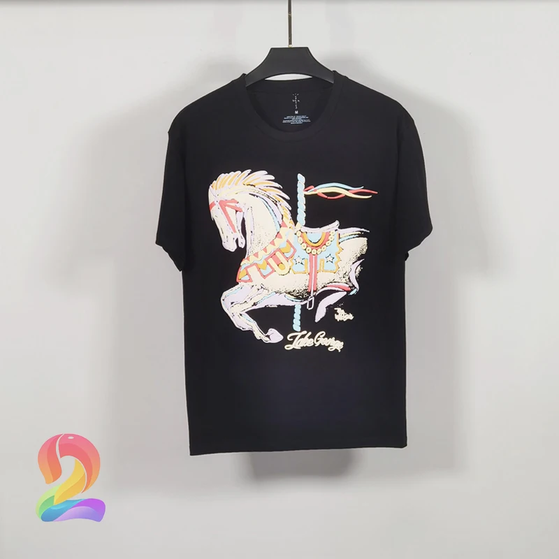

Travis Scott T-shirts Men's Women's Three-dimensional Carousel Round Neck Short-sleeved T-shirt Cactus Jack Casual Tshirts