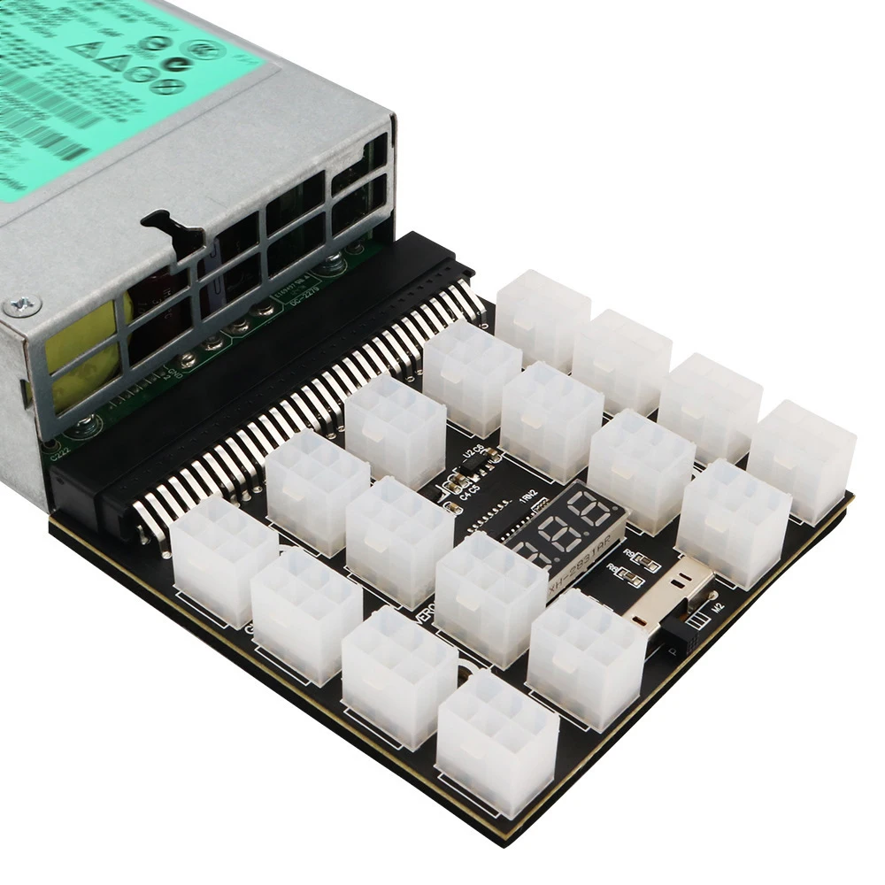 PCI-E 12В 50Pin до ATX 17 x 6Pin блок питания серверный адаптер коммутационная плата для DELL 750