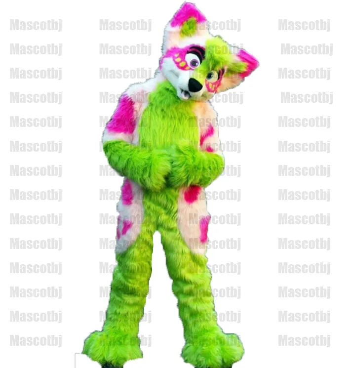 Оригинальный Фабричный пушистый костюм зеленая пушистая собака волк