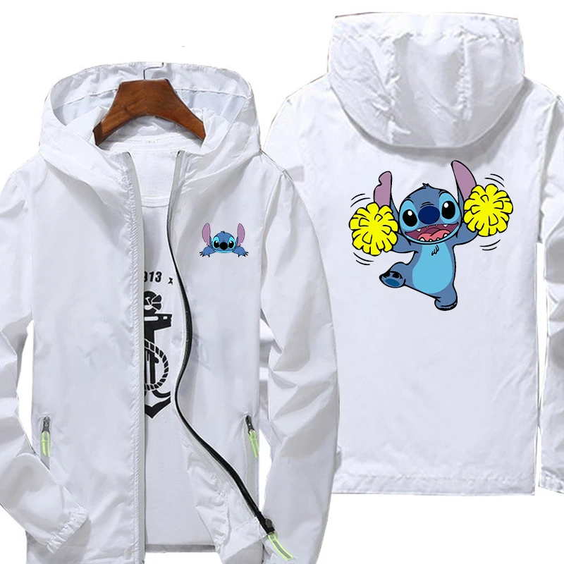 

Disney Stitch Outwear Windbreaker Collar Print Zipper Streetwear Jacket Fashion Sun Protection Casual Sport Drying Breathable