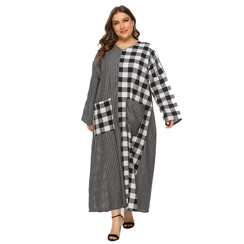 Siskakia платья с длинным рукавом размера плюс v образным вырезом на каждый день в