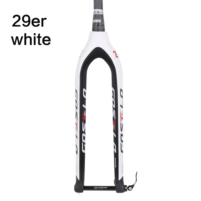 Costelo полностью углеродная mtb вилка 29er для горных велосипедов жесткая вилка для велосипедных частей через ось 15 мм Велосипедная вилка - Цвет: 29er white