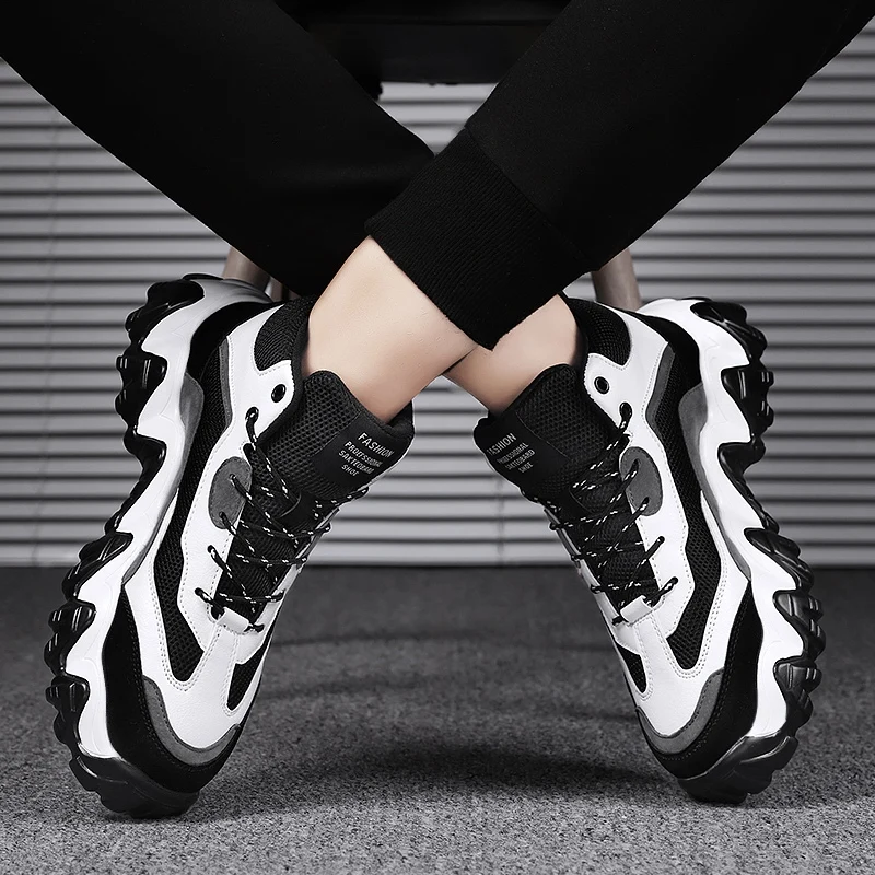 

Кроссовки мужские высокие на массивной подошве, повседневная обувь, дышащие, для тенниса, осень