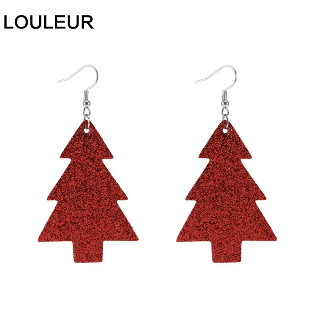 tree red Новые висячие серьги в богемном стиле, Рождественская елка, снежный олень, длинные серьги из искусственной кожи для женщин, девочек, рождественский подарок - Окраска металла: tree red