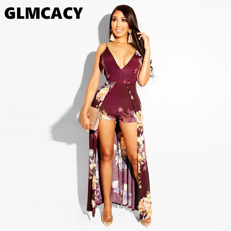 Женский плащ с цветочным принтом на тонких бретелях глубоким v-образным вырезом