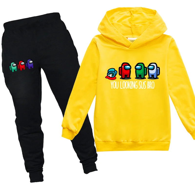 

Game Among Us Hoodies Pants Suit for Teens Girls Boys Children Cartoon Anime Sweatshirt Suit Kids Autumn Winter Clothes Sudadera