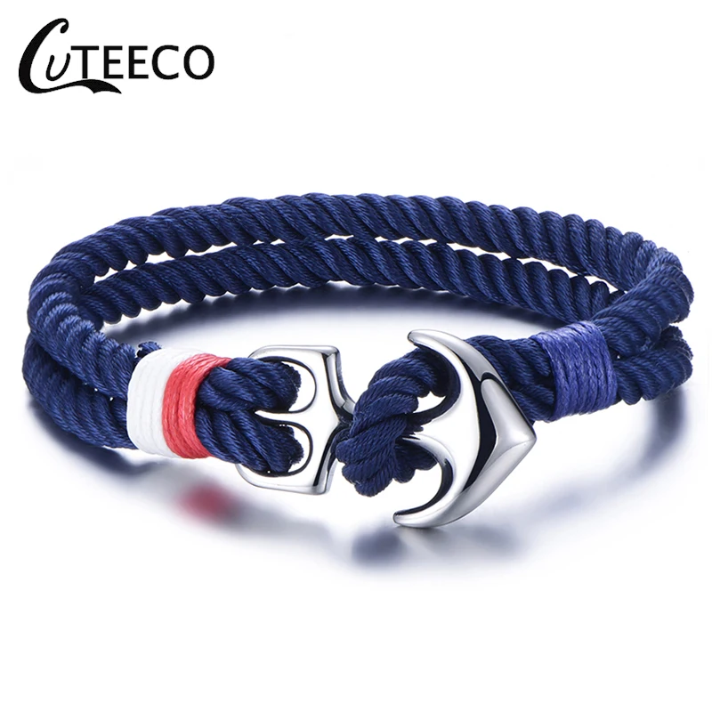 Лидер продаж 2019 мужские браслеты CUTEECO из нержавеющей стали с якорем веревка для