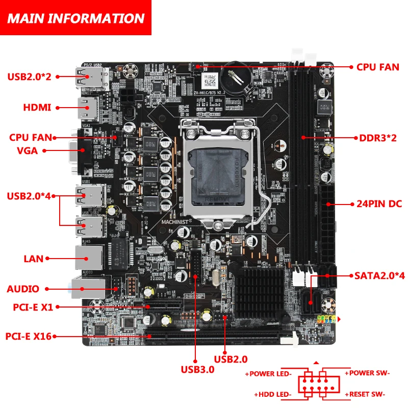 H61 настольная материнская плата LGA 1155 поддержка DDR3 16 Гб оперативной памяти и