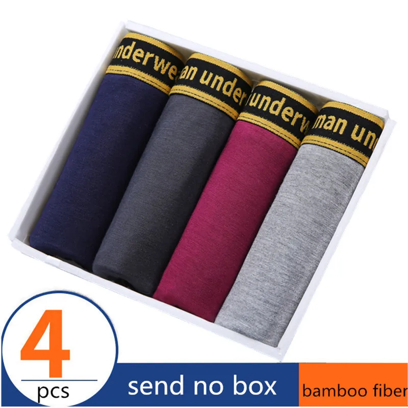 4 шт./лот мужские трусы из бамбукового волокна мужское нижнее белье дышащие