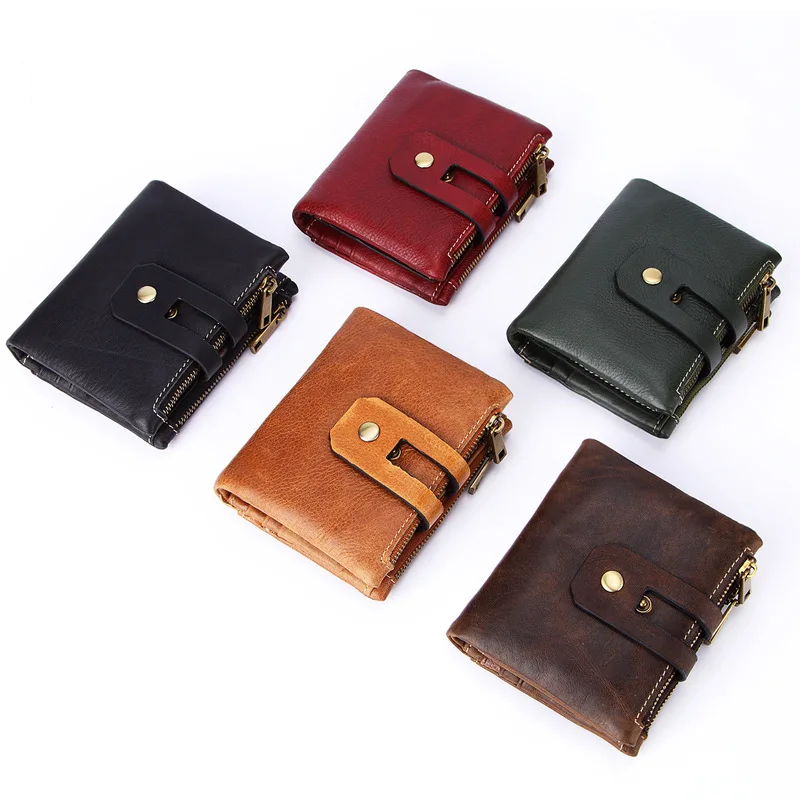 

GENODERN RIFD Fashion Women Wallet Genuine Leather Female Hasp Double Zipper Design Wallets Coin Purse ID Card Holder Purse
