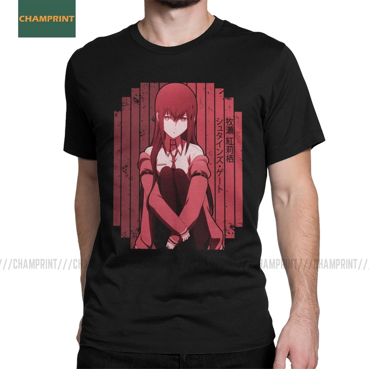 Мужские футболки Makise Kurisu Red Steins Gate футболка аниме хлопковая с коротким рукавом Okabe