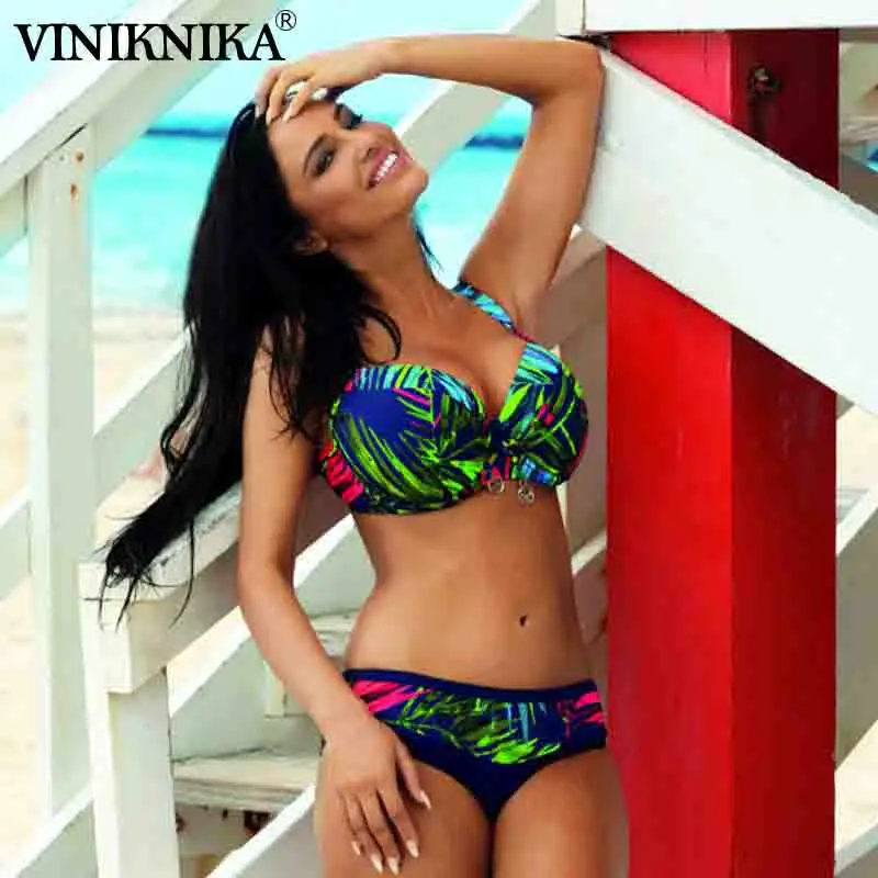 Комплект бикини пуш ап 2020 сексуальные винтажные с принтом женский купальный