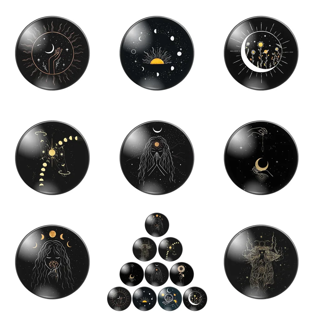 Красивое ночное небо Звезда Луна цветы лучшее Круглое стекло для Фото Кабошон