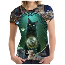 Fashion Women T-shirts Harajuku Product Hot Money Womens Tops and Blouses New Arrival 2021 Plus Size Cat Crew Neck Blue