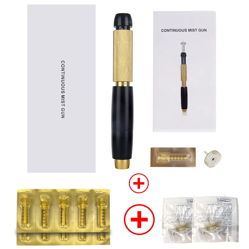 Pen kit 10 syringe Гиалуроновая ручка с 3 передачами высокого давления, 0,5 мл, непрерывный инжектор, гиалуроновая ручка для похудения, для заполнения губ, удаления морщин - Цвет: Pen kit 10 syringe