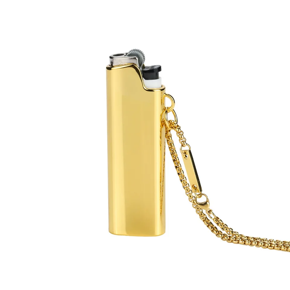 Gold NYUK нестандартная Зажигалка в форме крышки ожерелье кулон модный хип хоп из нержавеющей стали ювелирные изделия для Bic J3 Защита тела длинная цепь - Окраска металла: Gold
