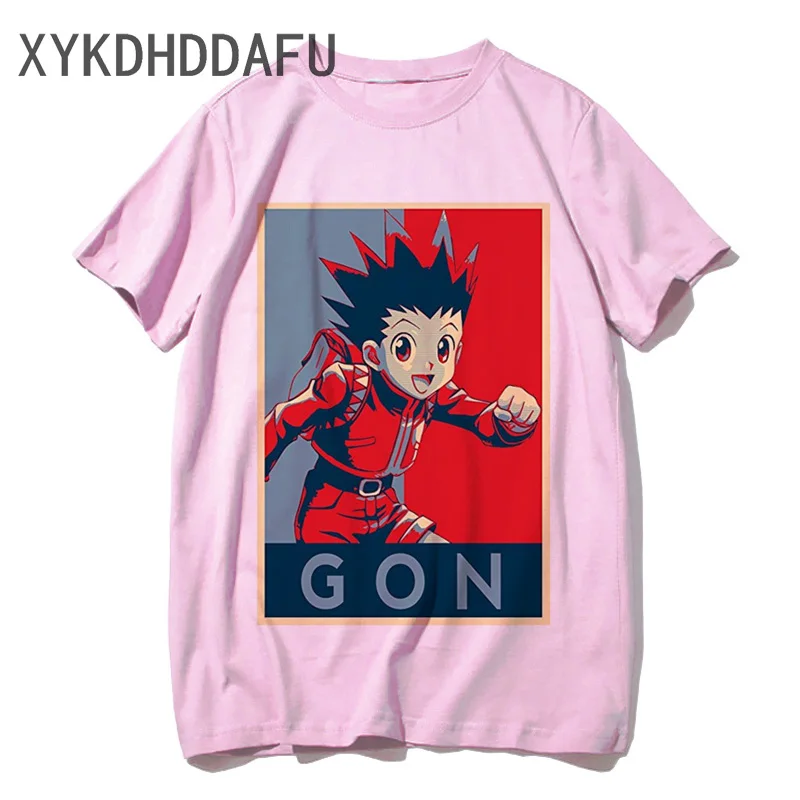 Футболка Hunter X для мужчин и женщин мультяшная розовая футболка в стиле Харадзюку