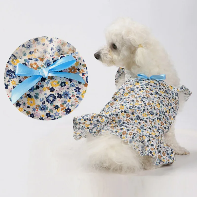 

Small Floral Princess Dog Dress T-Skirt Summer Princess Dog Wedding Dresses York Clothes Apparel for Small Dogs Cats Puppy