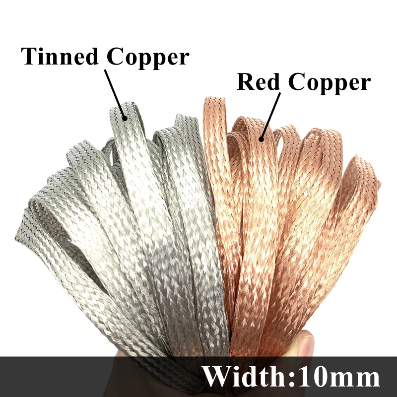 

Tinned Plating Copper 10mm Braided Sleeve Metal Sheath Anti Interference Screening Audio Speaker Wire Wrap Signal Cable Shielded