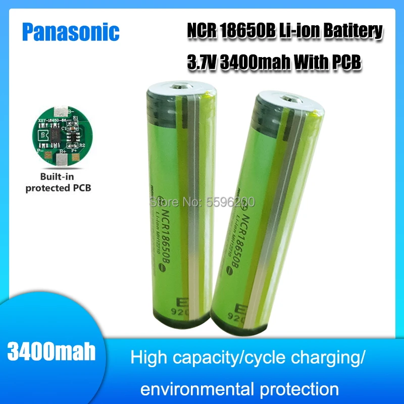 Panasonic 100% Original geschützt 18650 NCR18650B 3,7 V lithium-ion batterie mit 3400mAh für flash + PCB
