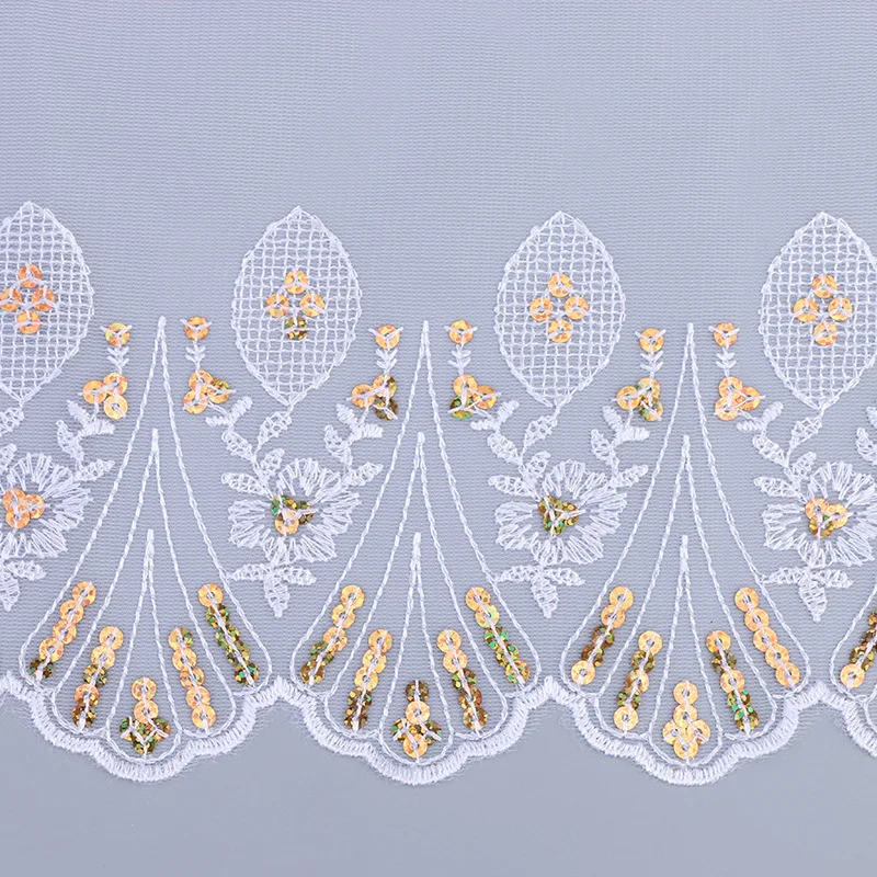 

20CM Wide Styling Yarn Sequin Embroidery Lace Home Textile Fabric Skirt