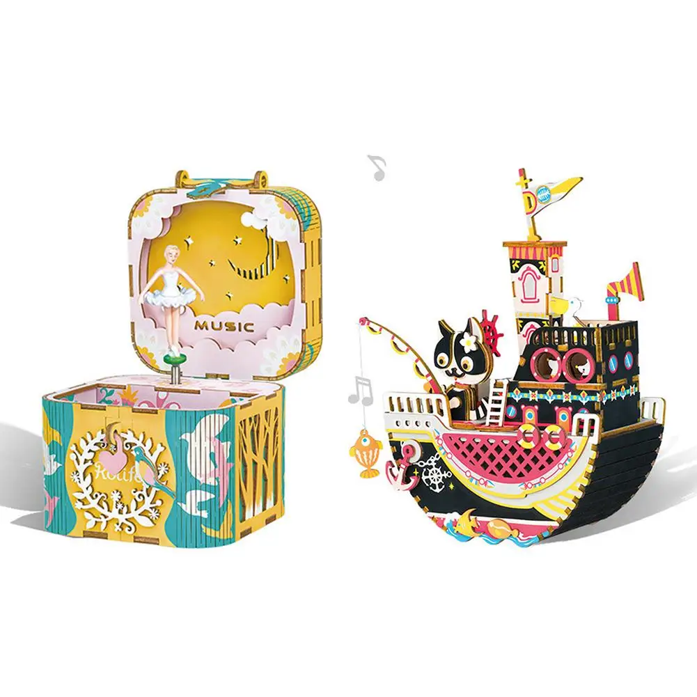 Музыкальная шкатулка сделай сам деревянная 3D головоломка музыкальная для