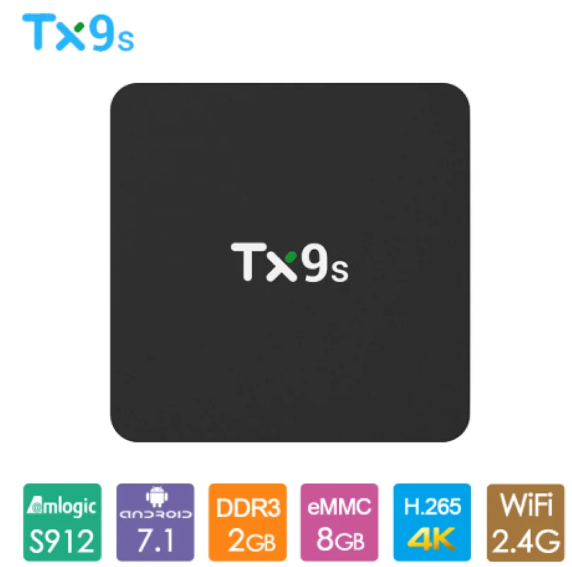 Новое поступление TX9S smart Android 4k tv box AmlogicS912 chip 2G8G Media Player широко используемая