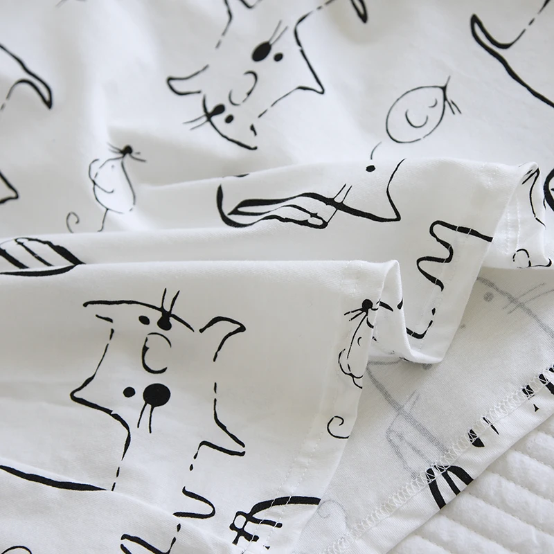 2021 New Cartoon Loose Pajamas Women Summer Knitting Pure Cotton Nightdress Cute Thin Nightdress Wear Medium Long Home Service