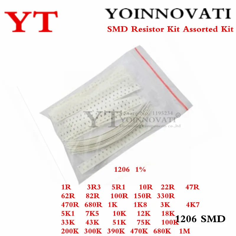 1206 SMD резистор набор Ассорти 1ohm 1M ohm 1% 33valuesX 20 шт = 660 образцов|Интегральные схемы| |
