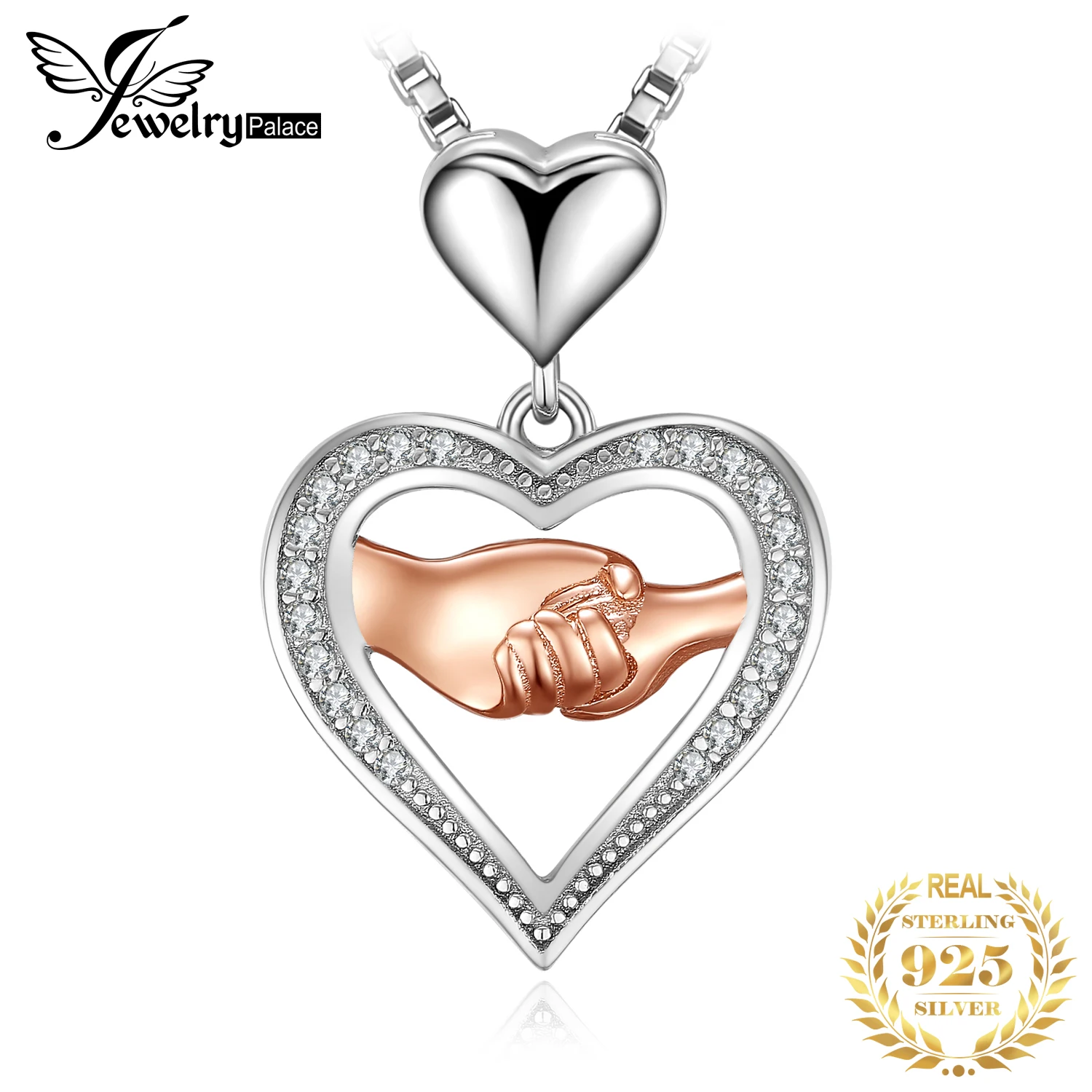 Ожерелье с подвеской Love Hand to HandSilver из стерлингового серебра 925 пробы Серебряное