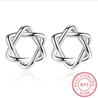 925 sterling silver earrings hollow pentagram star stud earrings for women simple girl sterling silver jewelry