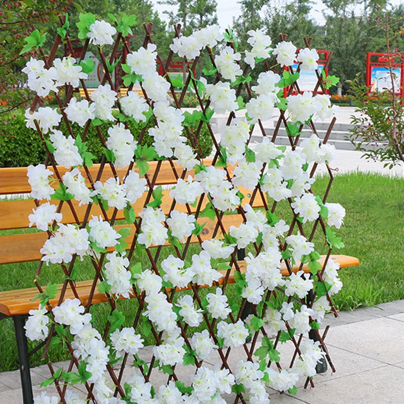 

2021 New Hot Sale Simulated Cherry Blossoms Fence Telescopic Wooden Fence Decorative Guardrail For Garden Balcony Courtyard