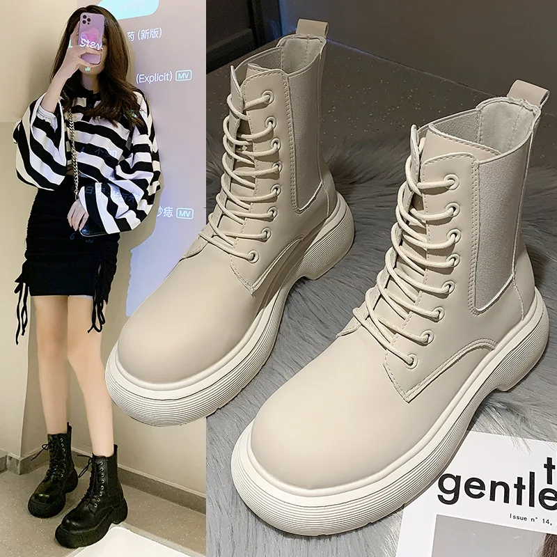 

2021 New Thick-soled Martin Boots Women's Autumn Winter Fashion Breathable Casual Single Boots Are Good For Trendy Short Boots
