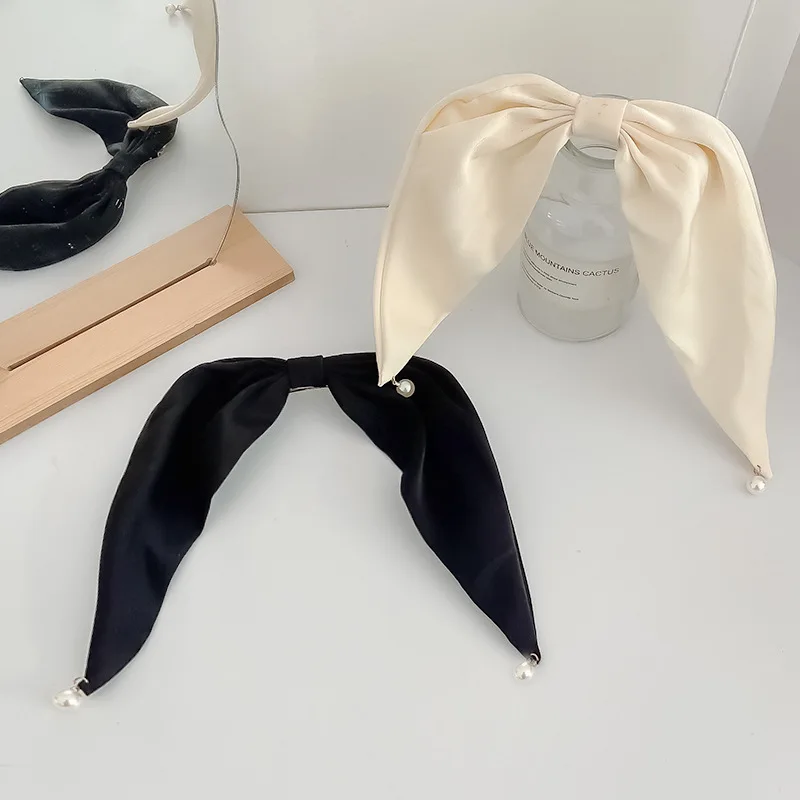 

Женская заколка для волос с большим бантом и жемчугом