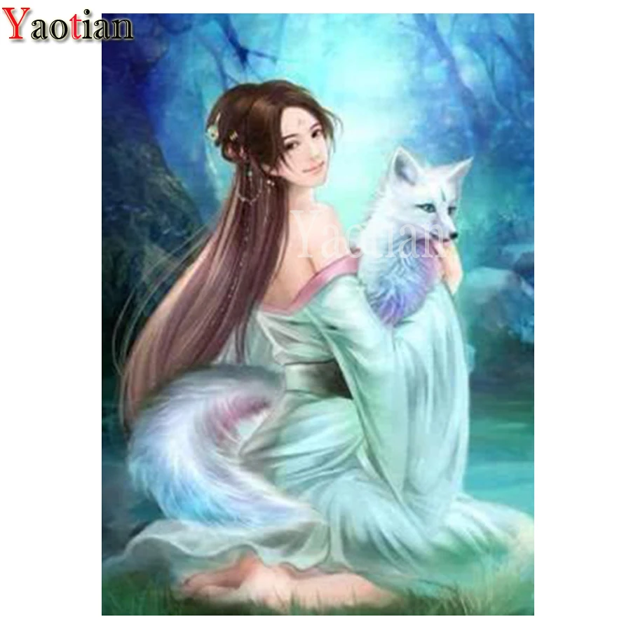 

New Diamond Embroidery Fox fairy beauty Diamond Painting Full Square Round Rhinestones Picture Diamond Mosaic Beadwork